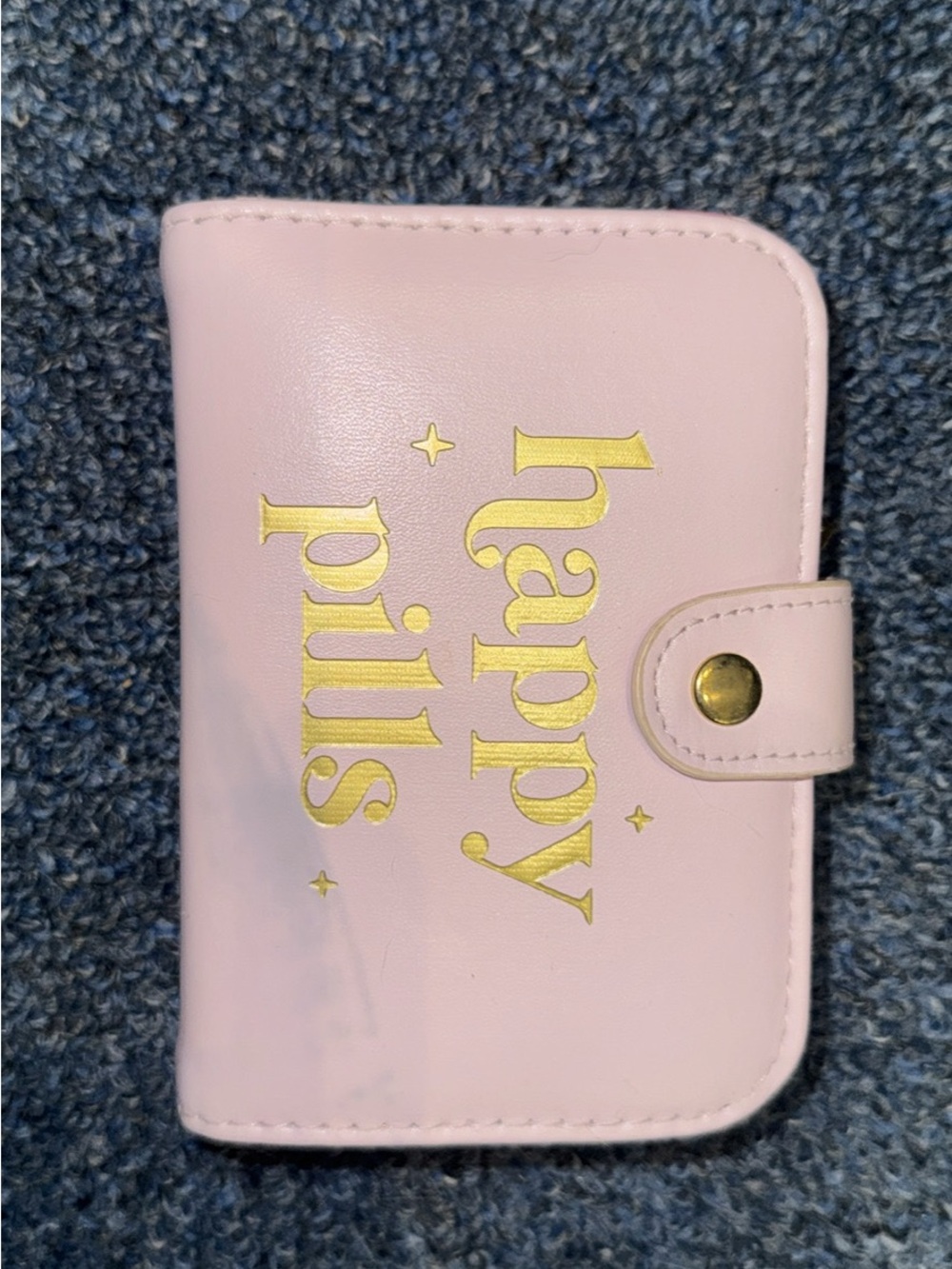 Mud Pie Pink "Happy Pills" Card Wallet with Gold Lettering